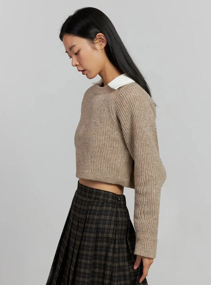 Cropped Crewneck Knit Top IJ502