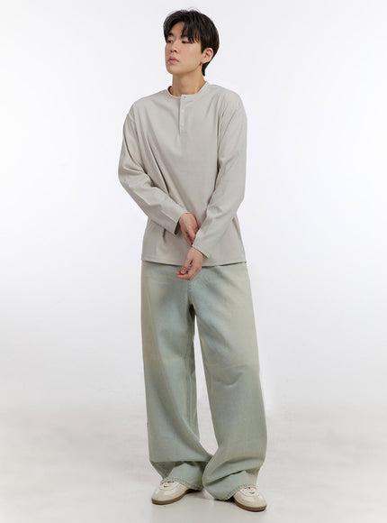 Men's Half-Buttoned Long-Sleeve T-Shirt IF528