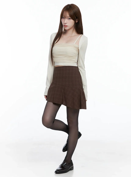Asymmetric Plaid Mini Skirt CS501