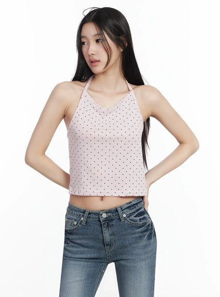 Polka Dot Halter Neck Top IM503