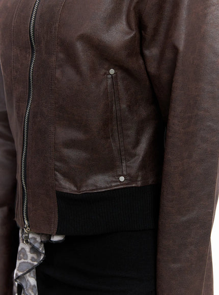 Studded Leather Cropped Jacket CS505