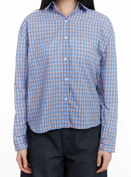 Casual Plaid Button-Up Blouse CM513