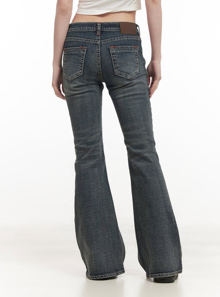 Elisa Stitched Low-Rise Flared Jeans CF514