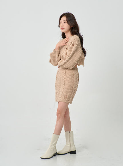 Twist Pattern Ripped Pencil Mini Skirt IN08