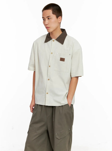 Men's Two-Tone Button-Up IG511