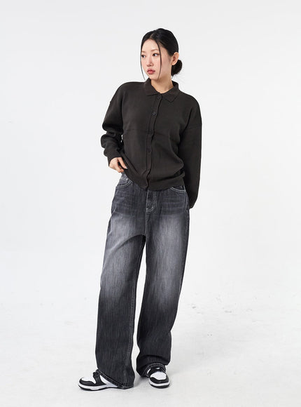 Wide Leg Black Jeans CM315