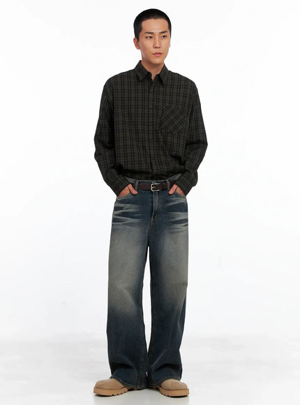 Men's Checkered Button Up Shirt IS510