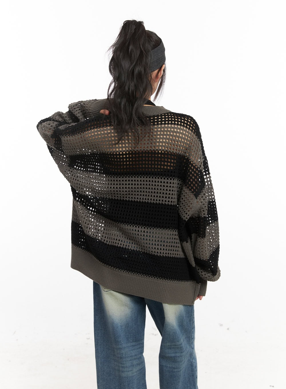 Chic Striped Mesh Sweater CJ524