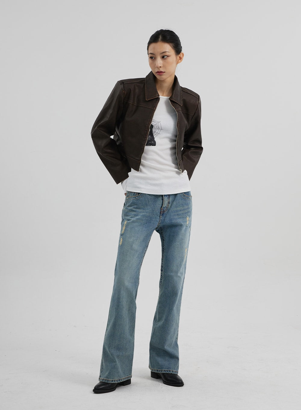 Graphic Ribbed Knit Top CF309