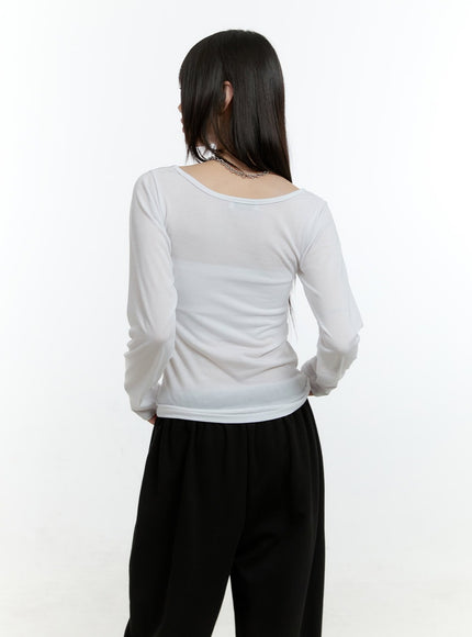 Sheer Graphic Long-Sleeve Top CF506