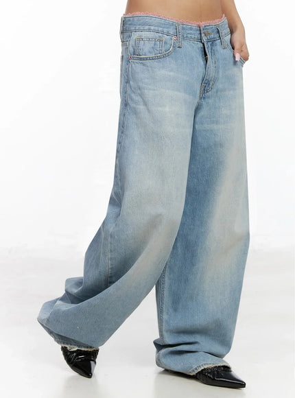 Yoko Lace Layered Wide Leg Jeans IY504