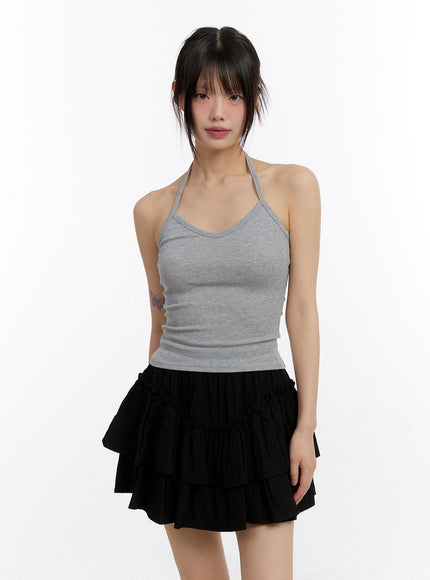 Stripe Long-Sleeve Crop Top with Tank Top CA508