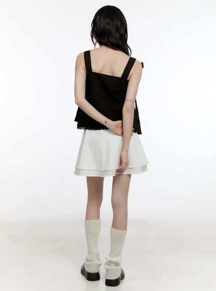 layered-flare-ribbon-mini-skirt-cl507