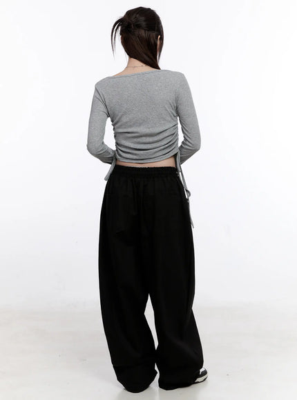 Loose Fit Pintuck Wide Cotton Pants CO501