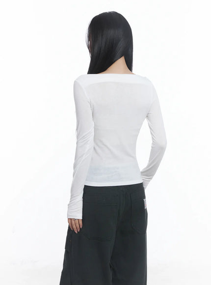 Fleeced Boatneck Long Sleeve Top CJ514