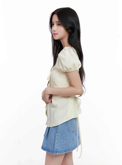 v-neck-puff-sleeve-summer-top-cl516