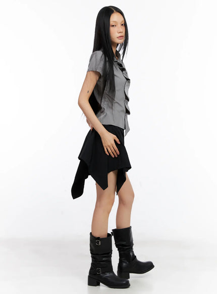 Asymmetric Frill Button Skirt CL530