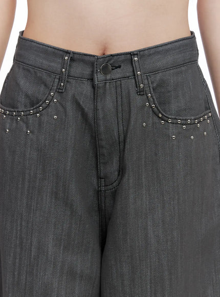 Ann Rhinestone Wide‑Leg Jeans CS501