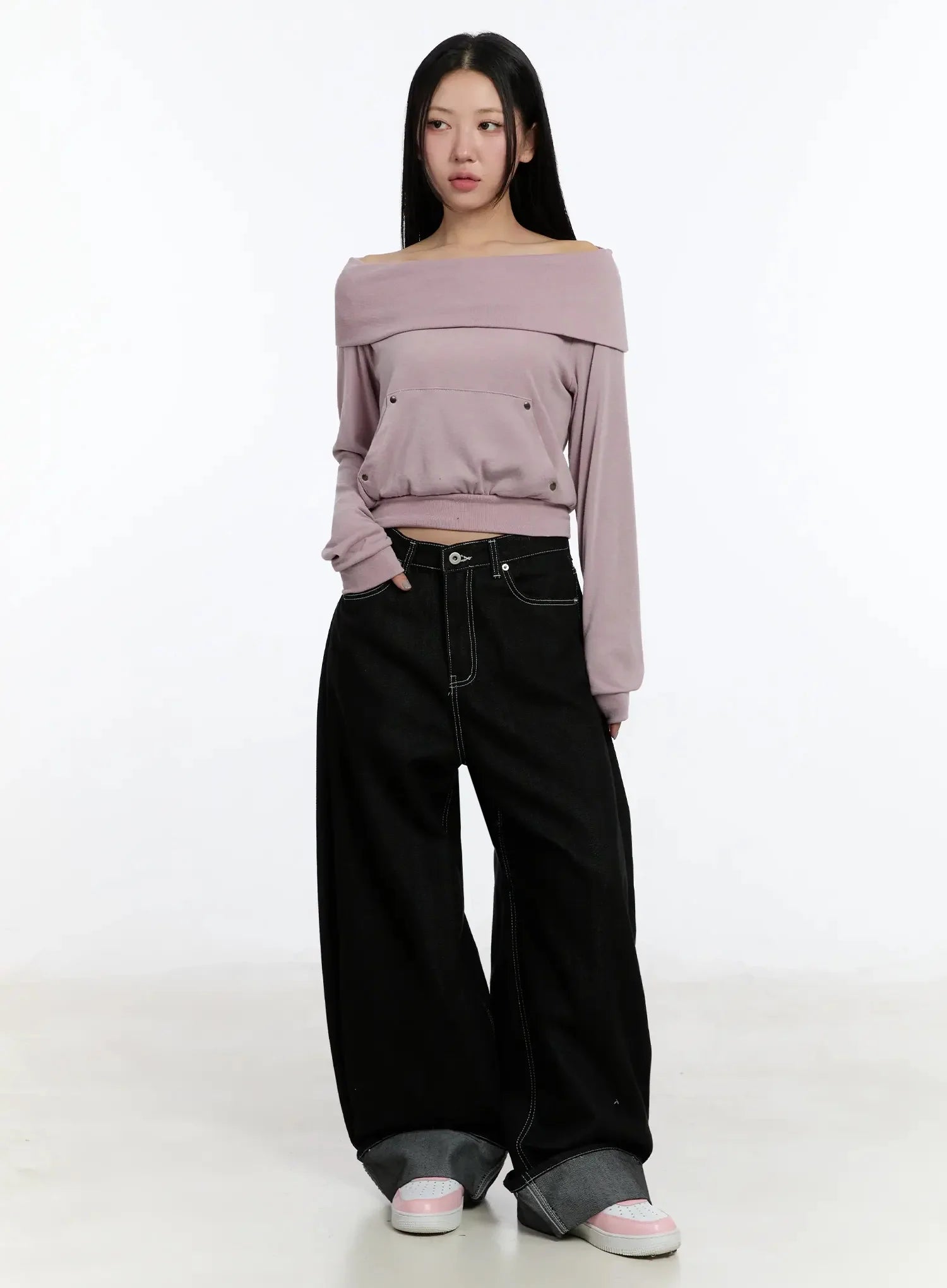 kacey-plaid-stitched-back-pocket-baggy-jeans-im513