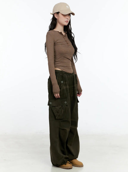 Striped Button Slim Fit Tee CN517