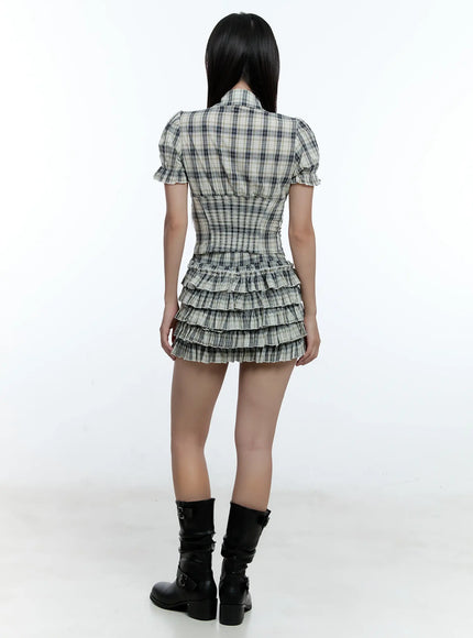 plaid-puff-sleeve-tee-plaid-mini-skirt-set-cu526