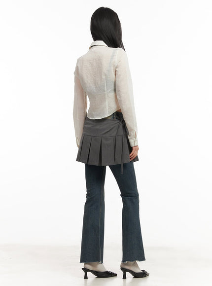 Pleated Wrap Mini Skirt CM504