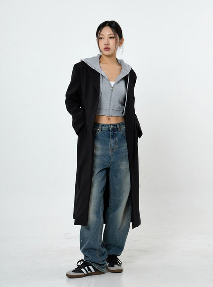 Knit Crop Hoodie Zip Up CS28