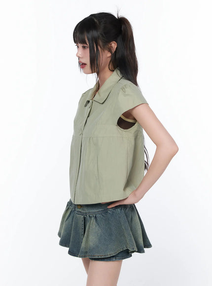 Tailored Button-Up Short Sleeve Shirt CA528