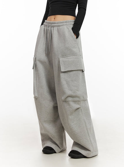 Warm Wide-Leg Cargo Sweatpants ID431