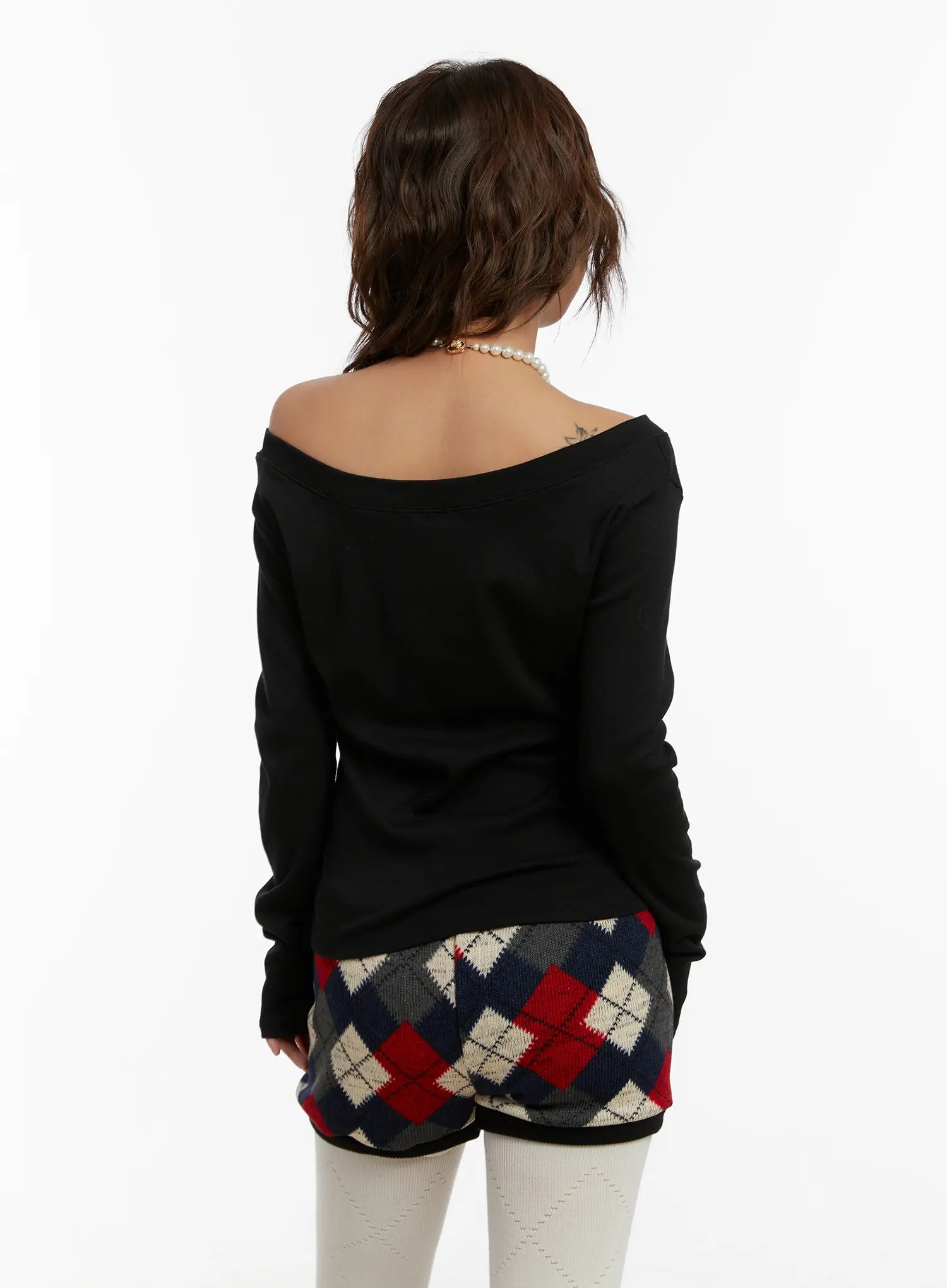 Basic Off-Shoulder Long Sleeve Top CD512