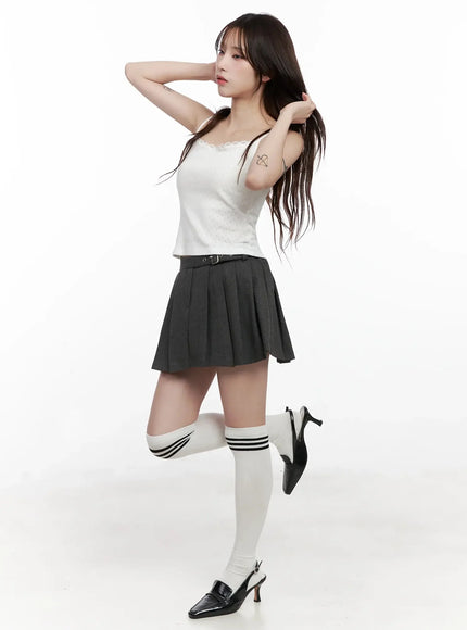 Chic Gray Pleated Mini Skirt IN514