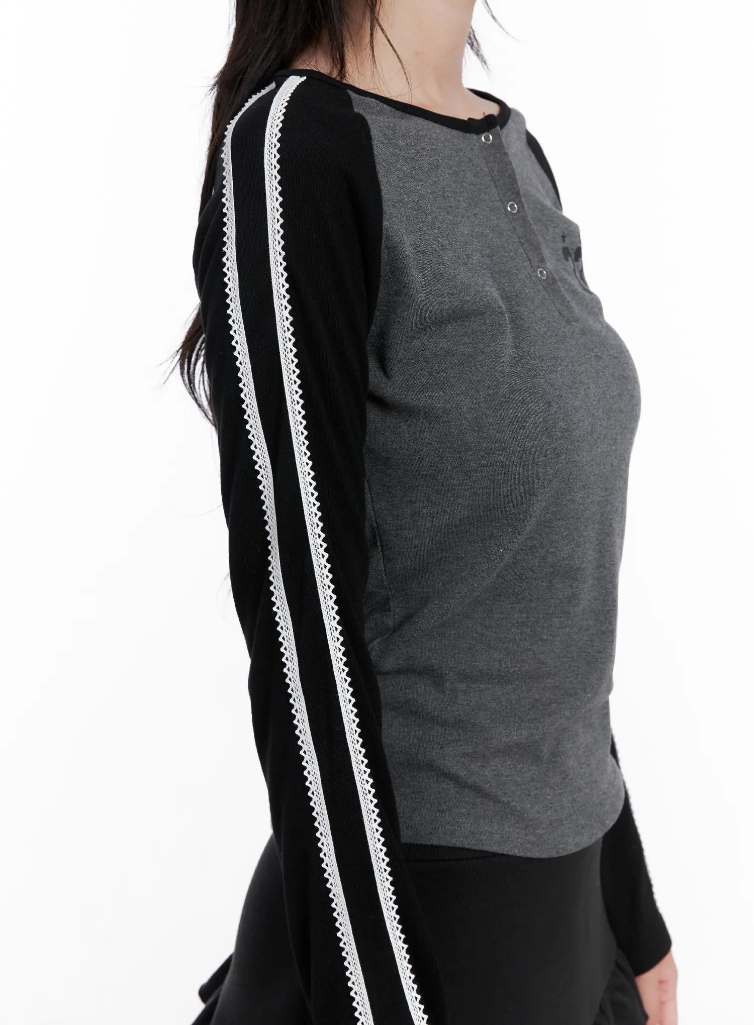 Two-Tone Lace Detail Top CS529