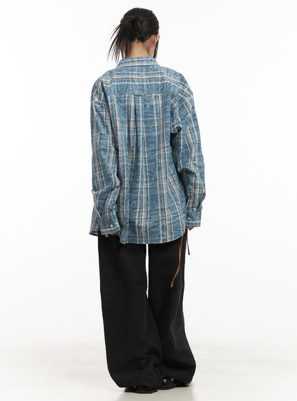 Damaged-Effect Oversized Flannel CF518