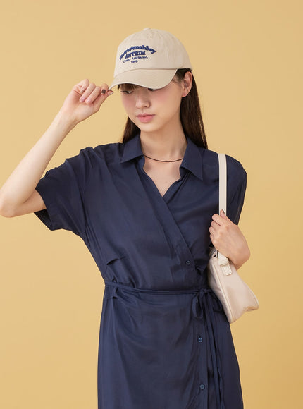 New Town Lettered Cotton Baseball Cap OU13