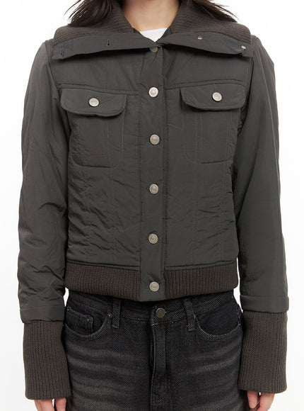 High-Neck Buttoned Jacket CJ501