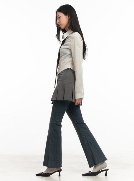 Abbey Washed Slim-Fit Flared Jeans CM504