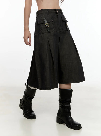 buckle-pleated-denim-midi-skirt-cl531