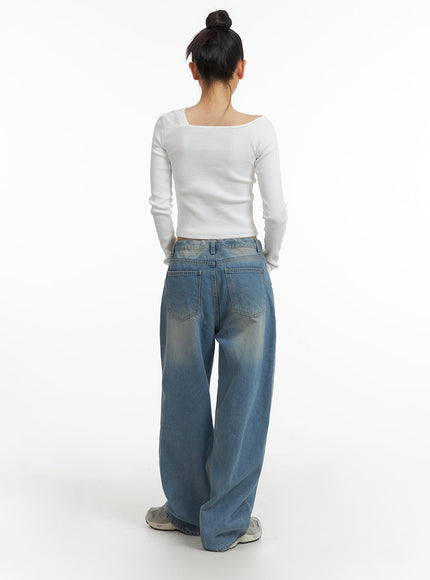 mid-waist-wide-leg-drawstring-jeans-cj429