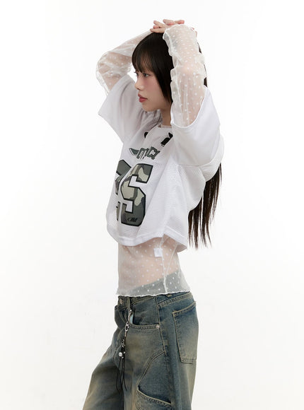 Camo Mesh Crop Jersey Top CM513