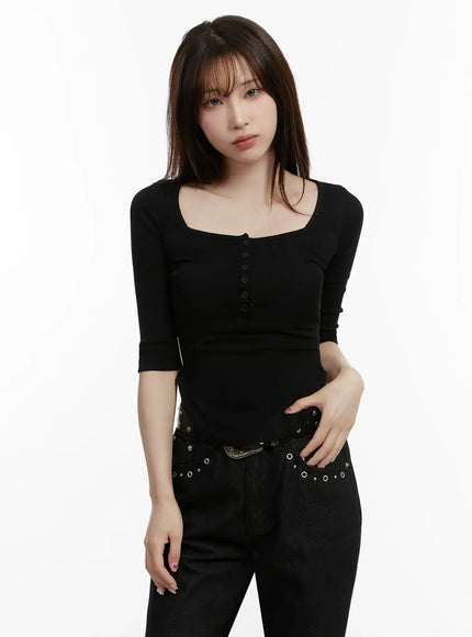 half-sleeve-square-neck-ribbed-top-ij516