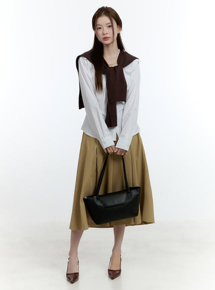 Flared Pintuck Midi Skirt CF503