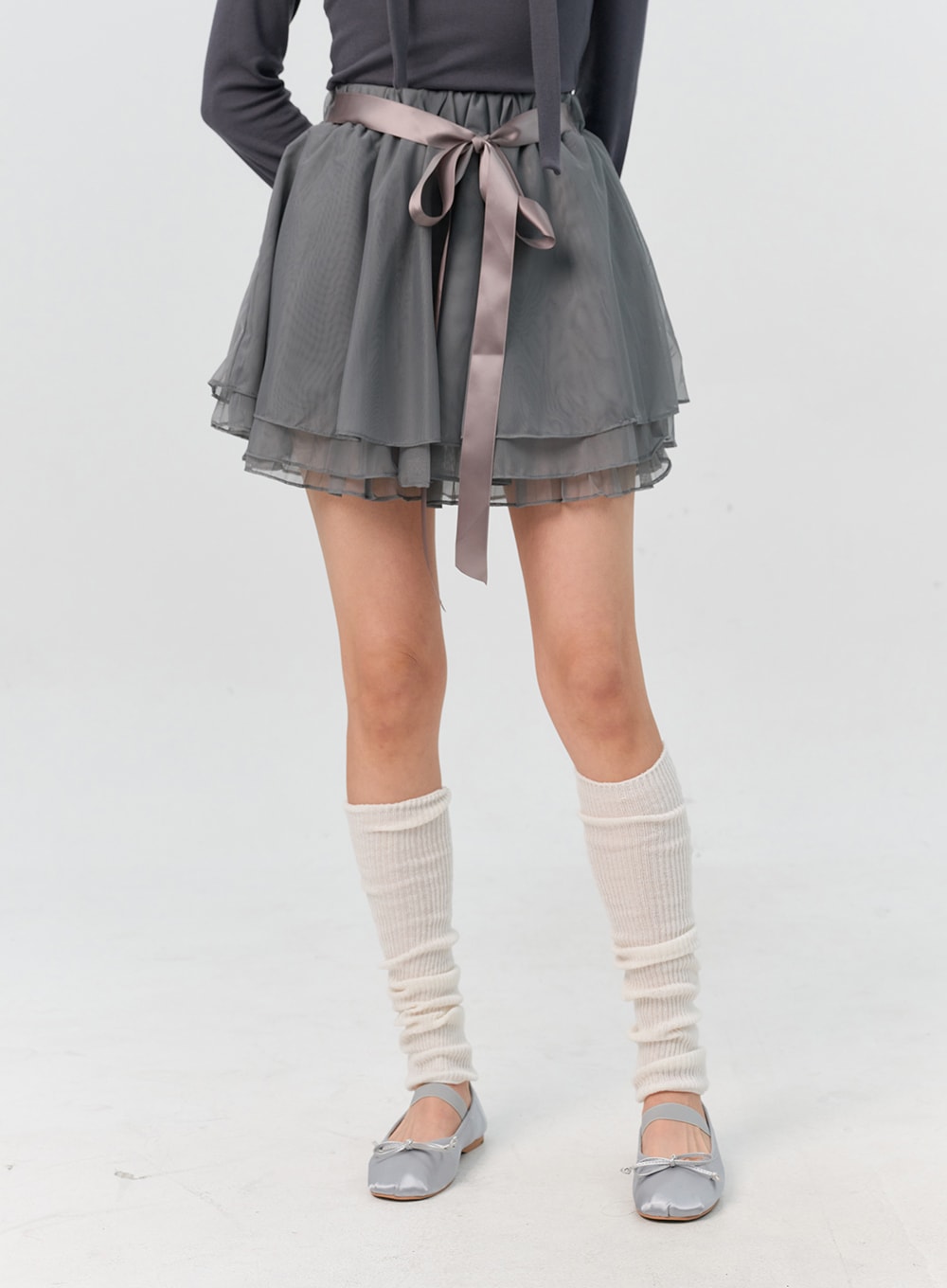 chiffon-mini-skirt-in301 / Gray