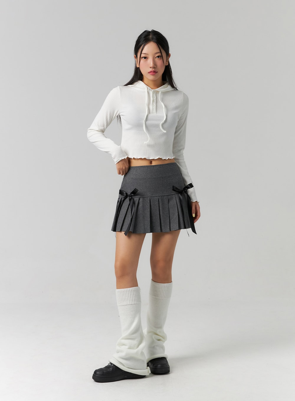 Ribbon Pleated Mini Skirt CS320