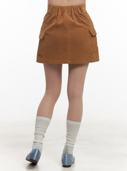 Corduroy Cargo Mini Skirt IJ510