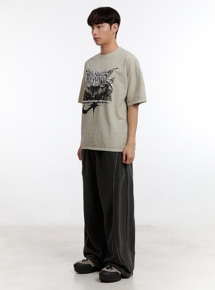 Men's Washed Wide-Fit Sweatpants IA504
