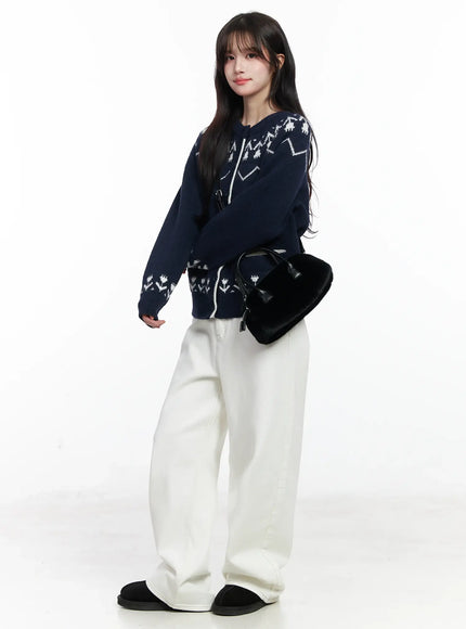 Cielo Fleece-Lined Wide Leg Jeans IJ529