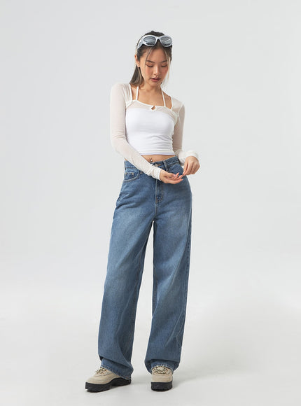Wide Leg Mid-Wash Jeans CM331