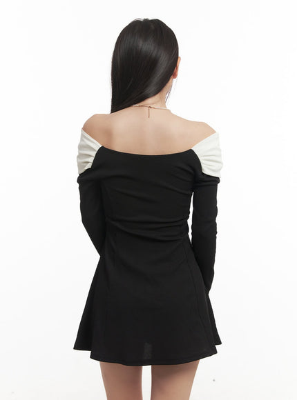 A-Line Ribbon Off-Shoulder Mini Dress CF520