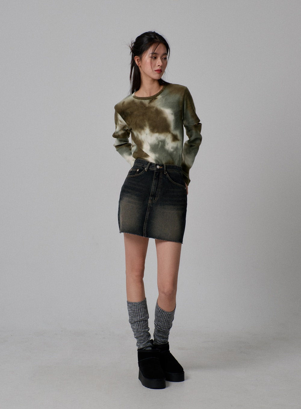 High Waist Denim Mini Skirt IJ310