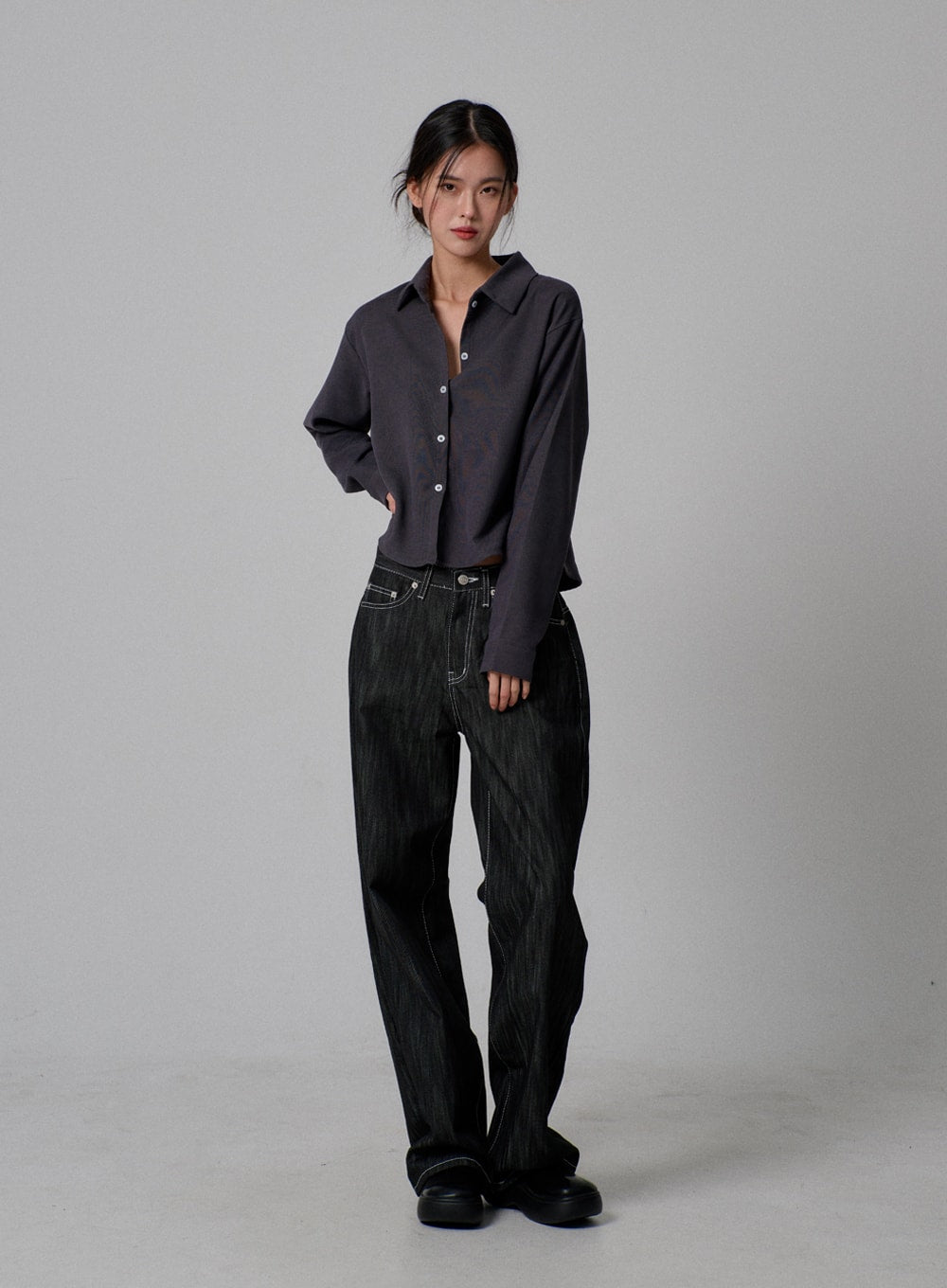 Dark Wash Baggy Jeans IJ313